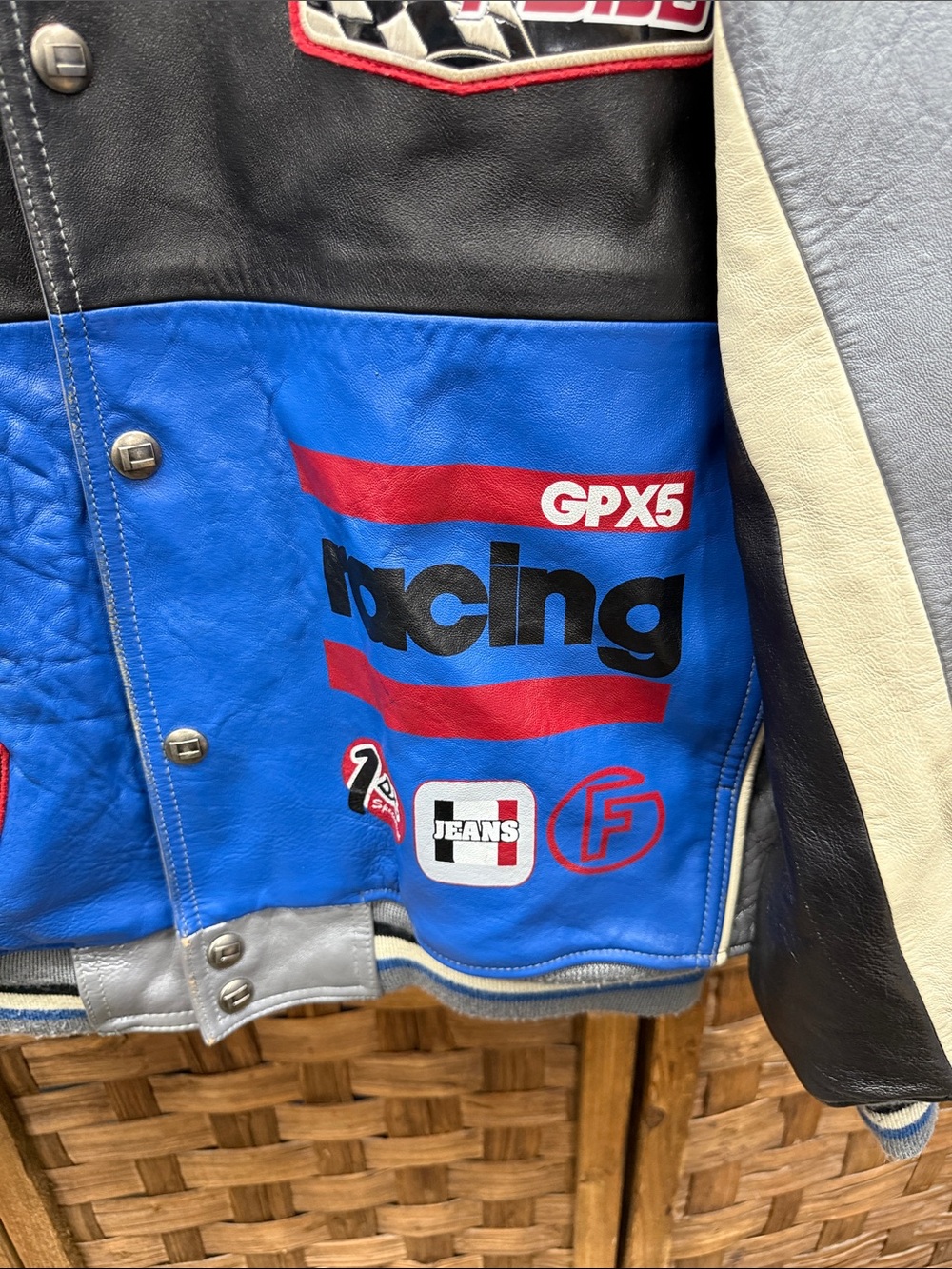 RARE VTG Fubu Leather Racing Jacket Mens XL Y2K 90s Streetwear - Picture 5 of 16
